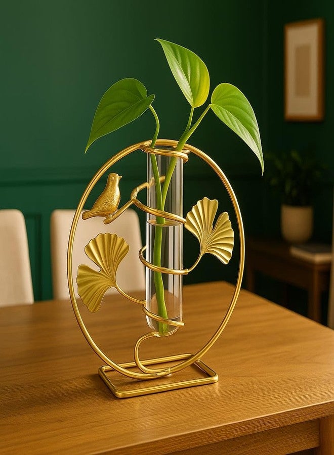 CentraLit مزهرية زجاجية للزراعة المائية من سنتراليت مع حامل معدني، مزهرية أنبوب اختبار للنباتات، مزهرية صغيرة للبراعم، مزهرية للزهور، ديكور داخلي، مكتب منزلي، حفل زفاف، حديقة - Image 2